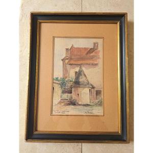 Chateau De Coanac, The Old Well, Watercolor, 1935. 