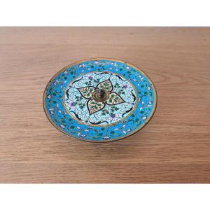 Empty Pocket/ring Box, Bronze, Cloisonné Enamels, Napoleon III, 19th Century.