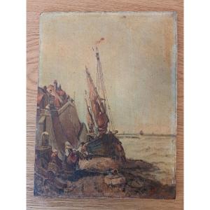 Seaside, Marine, Oil On Panel, Signed Becquet, Early 20th Century.