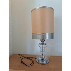 Richard Essig, Living Room Lamp, Chromed Metal And Glass, Circa 1970. 