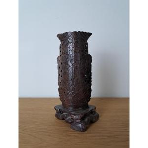 China, Vase, Hard Stone, Flowers, 19th/20th Century.