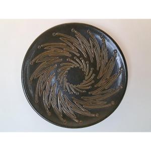 Louis Giraud; Large Wall Dish, Biot, Vallauris, Design 50/60.