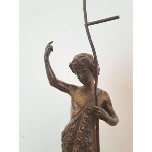 Alexandre Chertier (1825-1890), Saint John The Baptist, Bronze, 19th Century.
