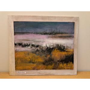 Claude Lasserre, Water's Edge, Oil On Panel, 20th Century. 