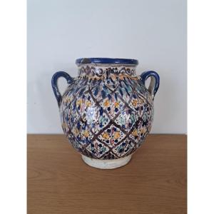 Morocco, Water Jar, Glazed Ceramic, Signed, Early 20th Century.