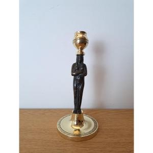 Return From Egypt Candlestick, Bronze, Empire, Early XIXe Century.