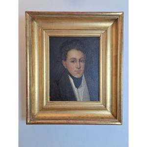 Portrait Of A Young Man, Oil On Cardboard, Louis Philippe, 19th Century. 