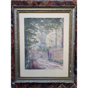René Faivre, "surroundings Of Meyssac", Watercolor, Early 20th Century.