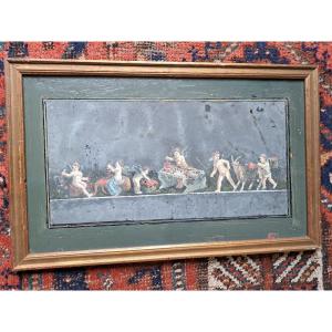 Fixed Under Glass, Frieze Of Winged Children, Pompeii, 19th Century.