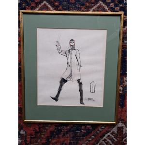 Fashion Drawing, Ink And Colors, Circa 70.