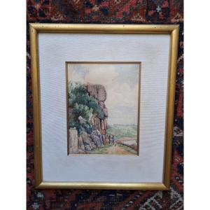 L.ollivier, The Sphinx Of Four à Chaux, Watercolor, End Of The 19th Century.