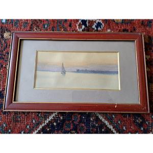 Seascape In Algiers, Watercolor, Early 20th Century.