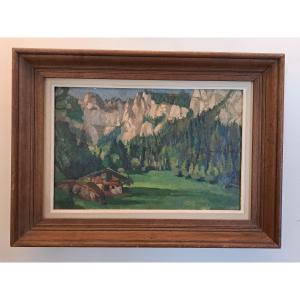 Alfred Marie Le Petit, Mountain Landscape, Oil On Panel, Early 20th Century. 