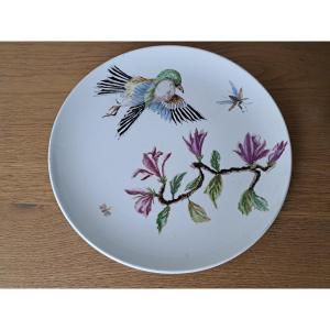 Jules Vieillard, Japanese-style Plate, Earthenware, Bordeaux, Late 19th Century. 