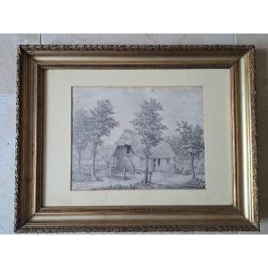 Thatched Cottage, Drawing, Pencil, Signed, 19th Century. 