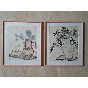 Qishan, Two Watercolors, China, 19th/20th Century.