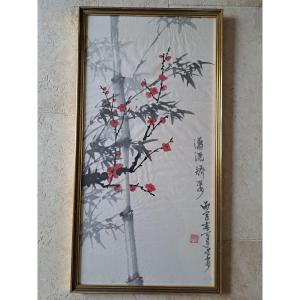 Plum Blossoms And Bamboo, Ink And Color On Paper, China, 20th Century.