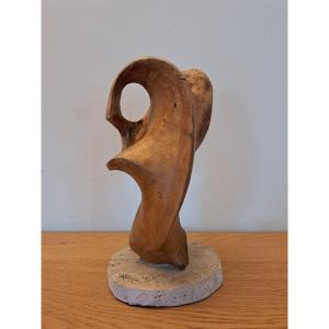 Free Form, Sculpture, Solid Wood, Signed Melcher, 1972. 