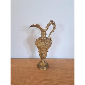 Ewer On Pedestal, Gilded Bronze, Renaissance, 19th Century. 