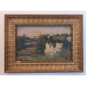 Countryside Landscape, Oil On Panel, Signed, Early 20th Century.