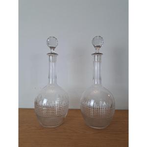 Baccarat, Nancy, Pair Of Crystal Decanters, Early 20th Century. 