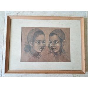 Yacov Eisenberg, Jewish Children, Drawing, 20th Century.