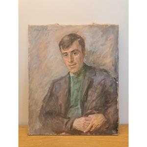 Oskar Hageman, Portrait Of A Young Man, Oil On Canvas, 20th Century. 