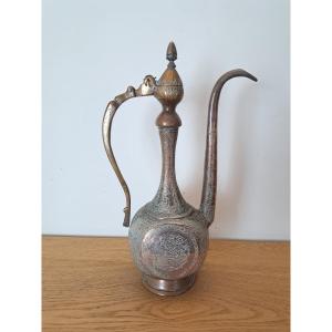 Iran / India, Ewer, Red Copper, Chiseled, 19th Century.
