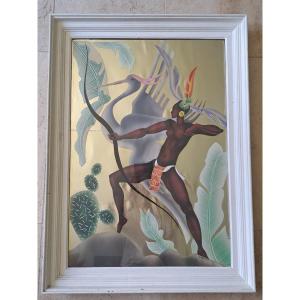 Amazon With A Bow, Gouache And Cut-outs, G.martin, 1953.