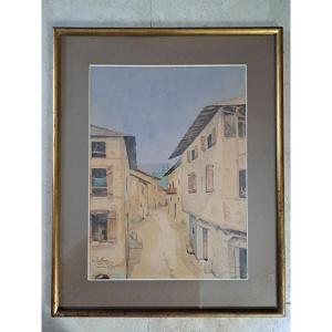 Charles Poulleau, A Street In La Seyne Sur Mer, Watercolor, 1906. 