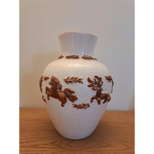 Vase With Animals, Ceramic, To Be Identified, 20th Century. 