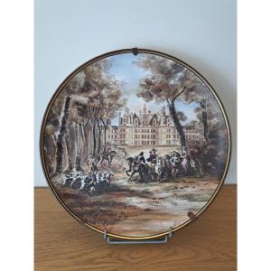 Gustave Asch, Creil And Montereau, Hunting At Chambord, Ceramics, Late 19th Century. 