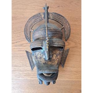 African Mask, Bronze, Mid-20th Century. 
