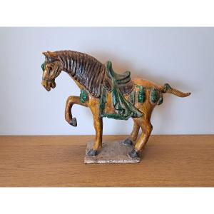 Tang Horse, Glazed Terracotta, 19th Century. 
