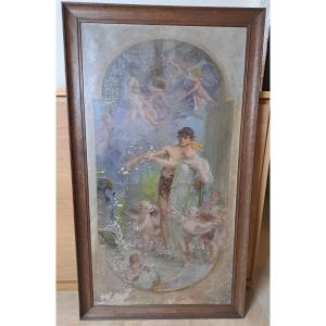 Attributed To Paul Quinsac, Allegory Of Love, Oil On Canvas, Late 19th Century. 