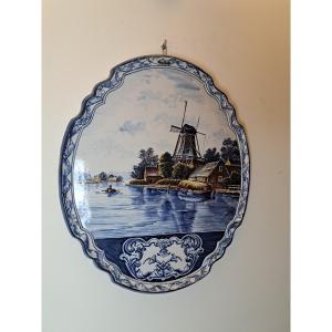 Delft, Large Wall Plaque, Earthenware, 19th Century. 