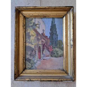 Galland Park, Algiers, Signed Watercolor, Late 19th/early 20th Century. 