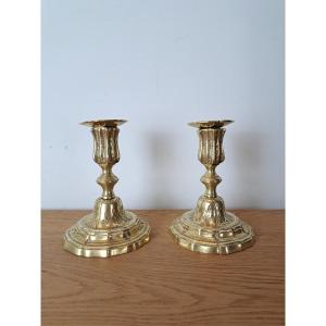 Pair Of Toilet Candlesticks, Chiseled Bronze, 18th Century. 