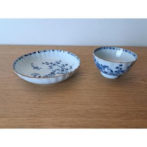 Sorbet And Its Saucer, White And Blue Porcelain, China, 18th Century. 