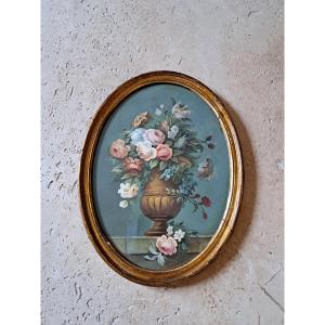 Flowering Medici Vase, Gouache On Paper, Early 20th Century.