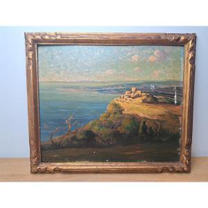 Edmond Paul Auguste Barbaroux, Eze, Oil On Cardboard, Early 20th Century. 