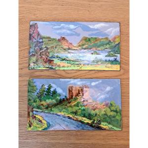 Pair Of Limoges Enamel Plaques, Attributed To Maxime Monnerie, Early 20th Century.