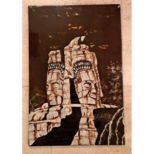 Thanh Lap, Angkor Wat, Lacquer Panel, 20th Century. 