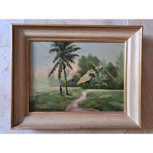 Thanh Châu, Vietnamese Landscape, Oil On Canvas, 20th Century. 