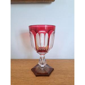 Wine Glass, Crystal Overlay, 19th Century. 