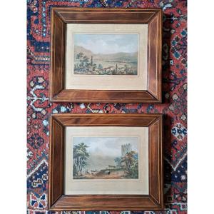 Pair Of Frames, Mahogany Veneer, Sycamore, 19th Century.