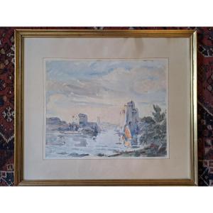 Rémy Avit , The Port Of La Rochelle , Watercolor , XX°.