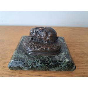 Attributed To Antoine Louis Barye , Rabbit And Cabbage Leaves , Bronze , XIX°.