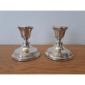 Pair Of Toilet Candlesticks , Solid Silver , England , XIX°/xx°.