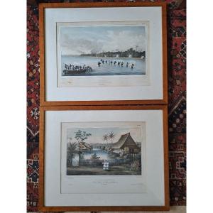 Louis Auguste De Sainson, Pair Of Lithographs From The Astrolabe Expedition, Paper, 19th Centur